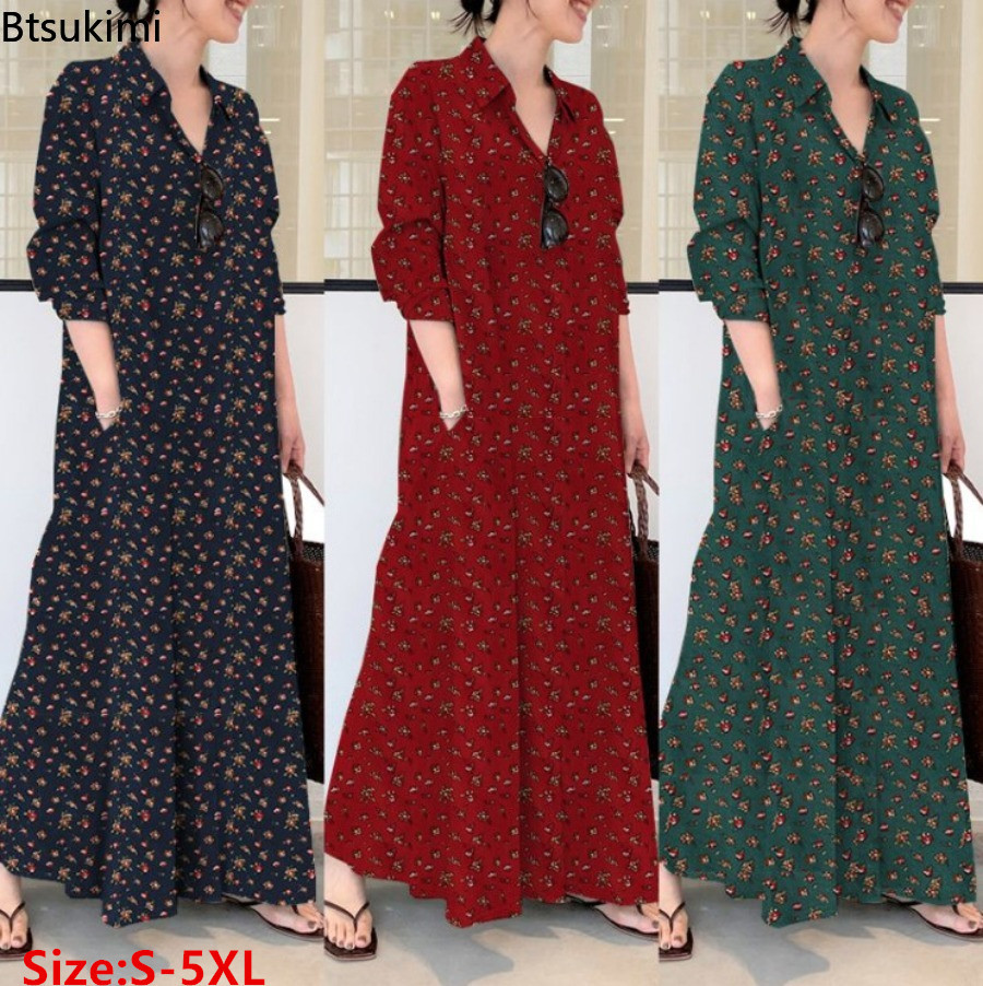 Casual Loose Linen Shirt Dress - New Women's Print Long Style Shirt