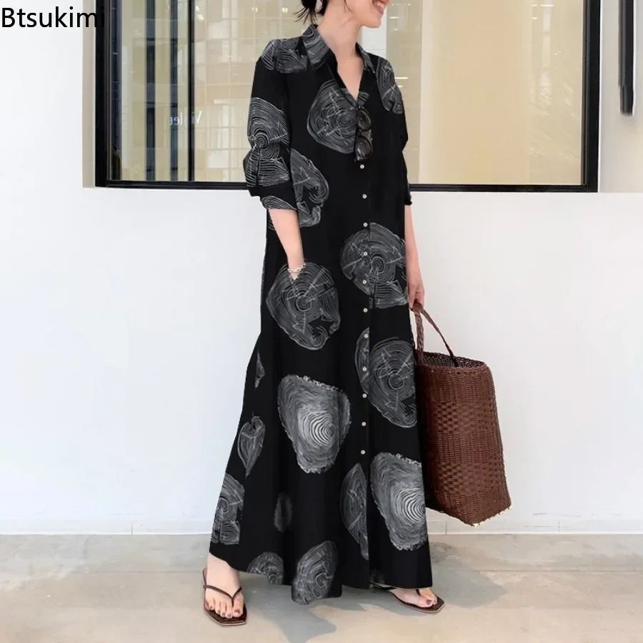 2026 Women Shirt Dress Loose C - Casual Loose Linen Shirt Dress ulasan dan harga