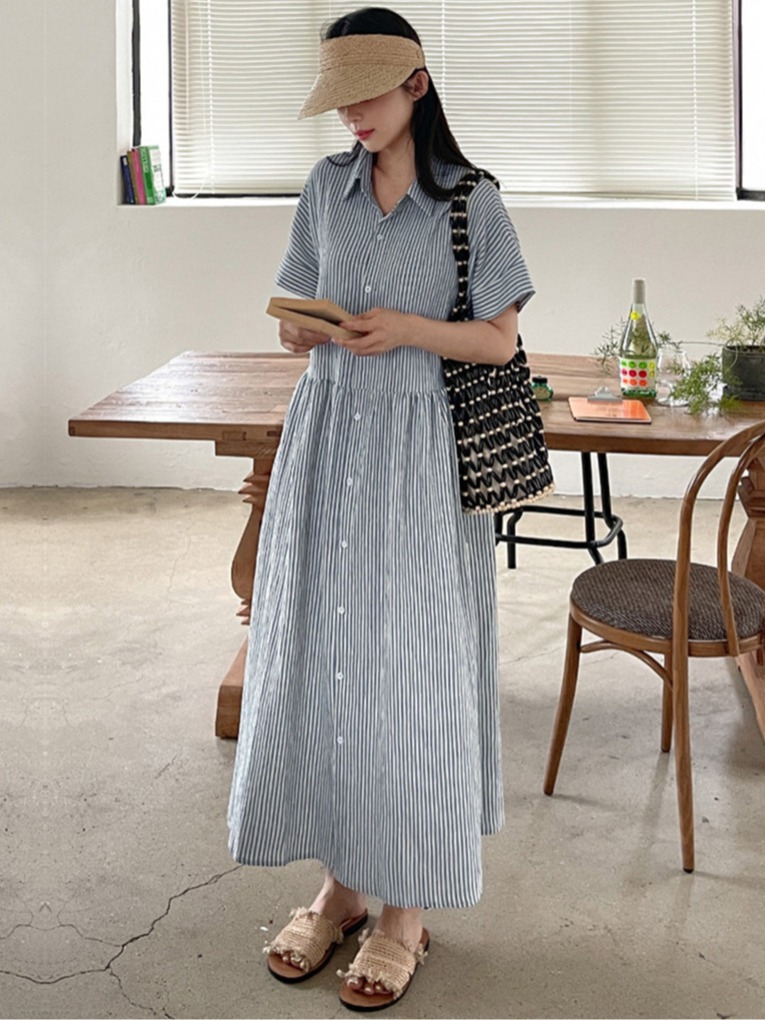 Retro Korean Style Loose Fit S - Korean Style A Line Shirt Dress ulasan dan harga