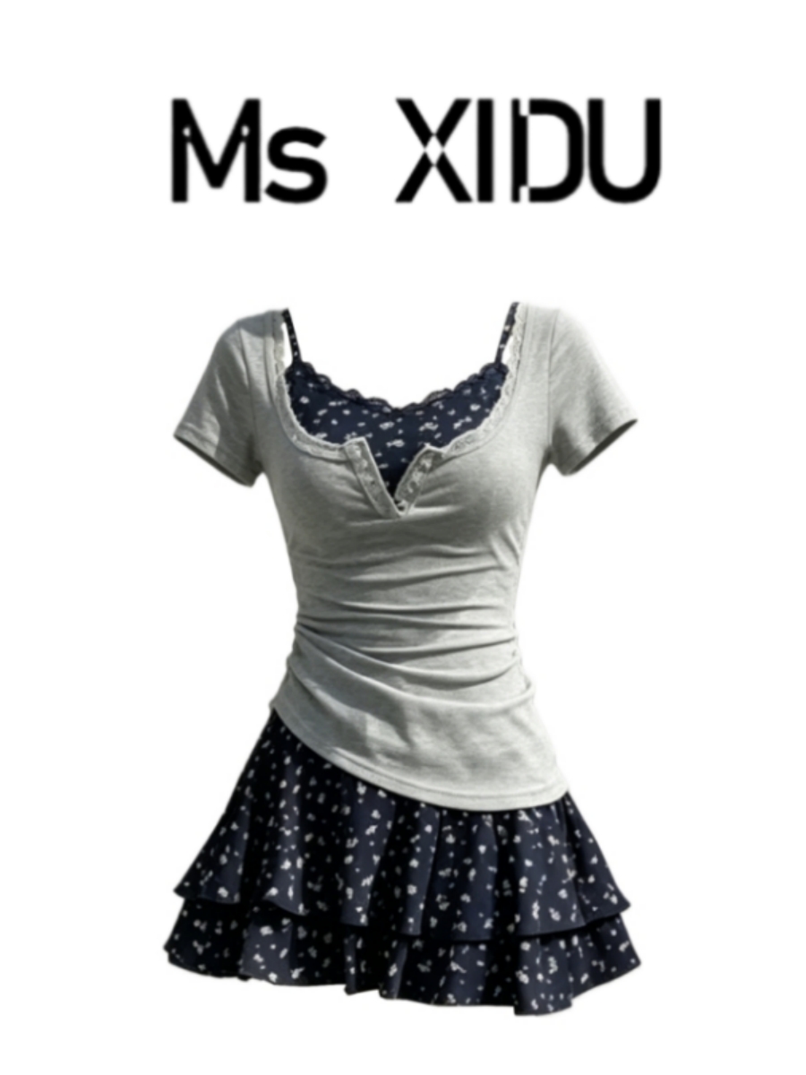 Korean Style Summer Outfit Set - Korean Style A Line Shirt Dress ulasan dan harga