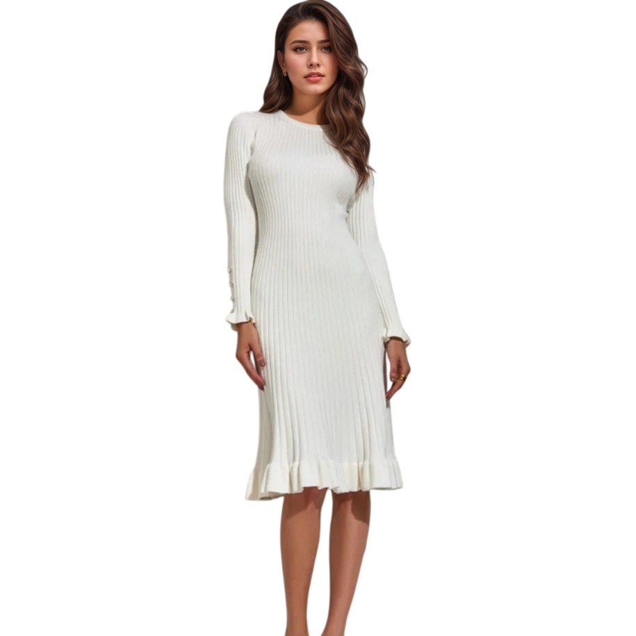 Women's Ribbed Knit Long Sleev - Bodycon Long Sleeve Ribbed Dress ulasan dan harga