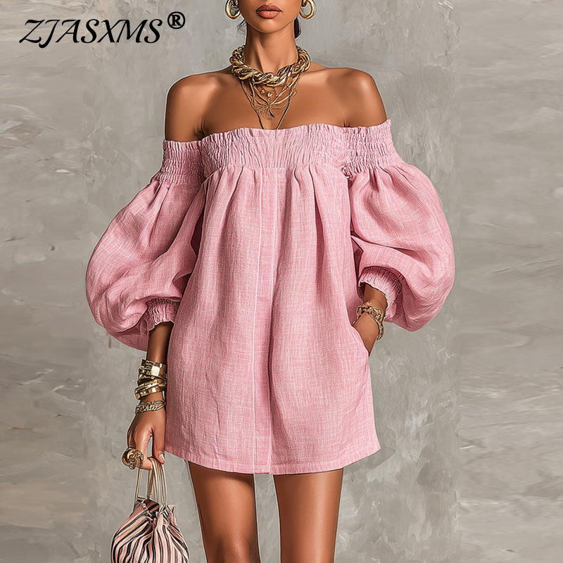 2026 Summer New Off Shoulder P - Off Shoulder Puff Sleeve Sundress ulasan dan harga