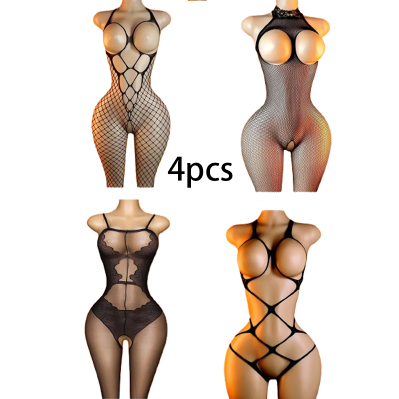 4-Piece Set: Black Cut-Out Ope - Lingerie ulasan dan harga