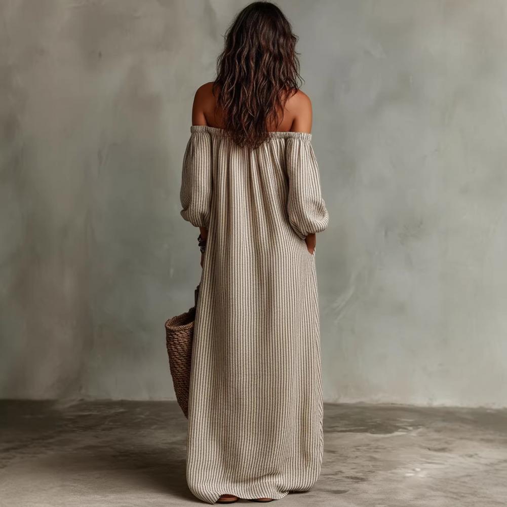Spring Summer Women's Off Shou - Off Shoulder Puff Sleeve Sundress ulasan dan harga