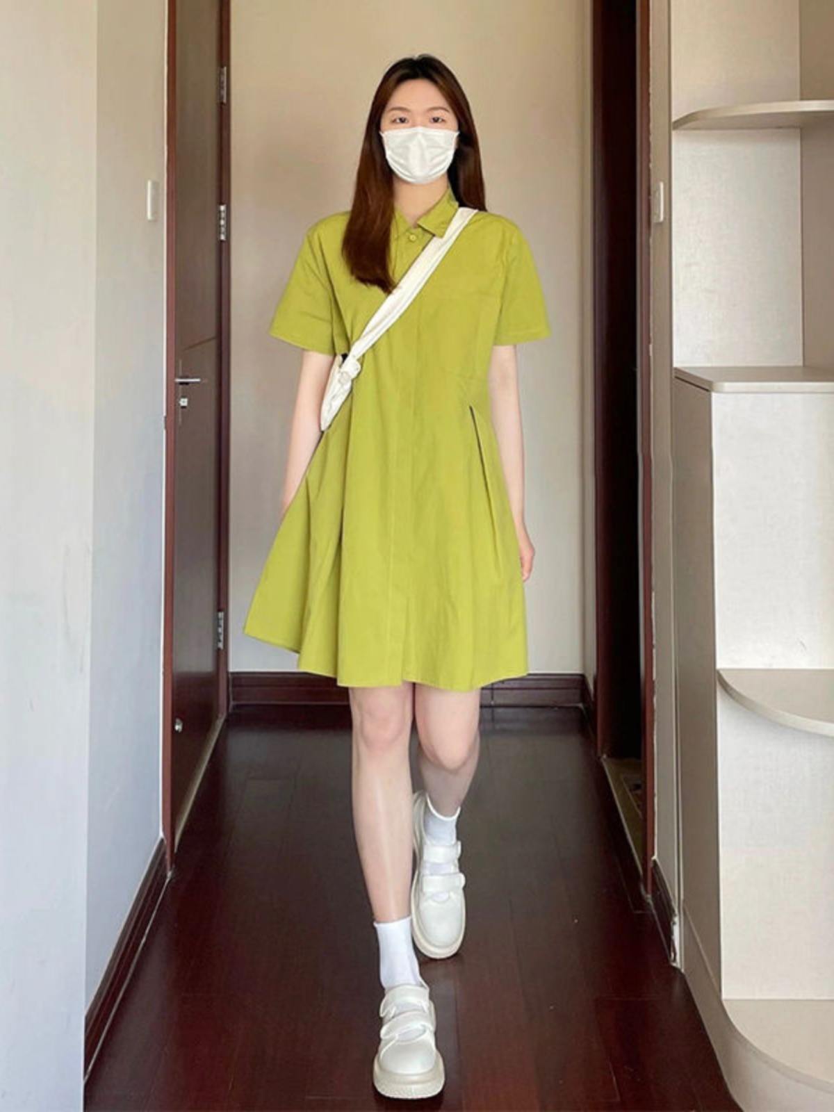 plus Size  Collar Dress Women  - Korean Style A Line Shirt Dress ulasan dan harga
