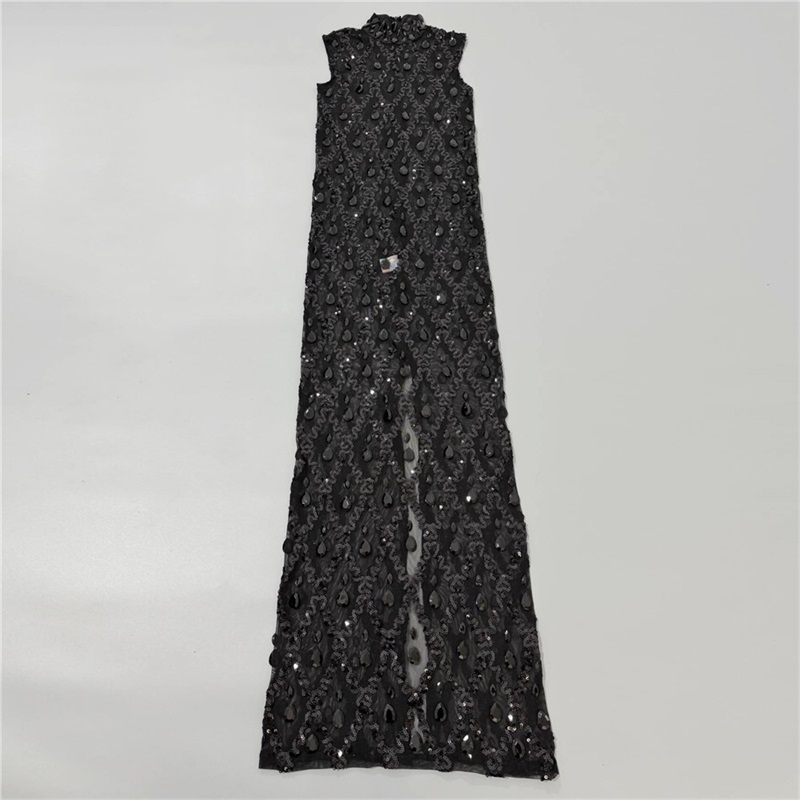 Black Sparkly Sexy Prom Dress  - Sexy Mesh Sheer Bodycon Dress ulasan dan harga