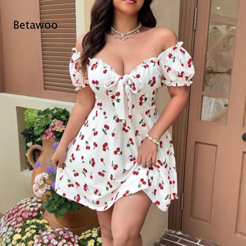 Women's Off Shoulder Floral Pr - Off Shoulder Puff Sleeve Sundress ulasan dan harga