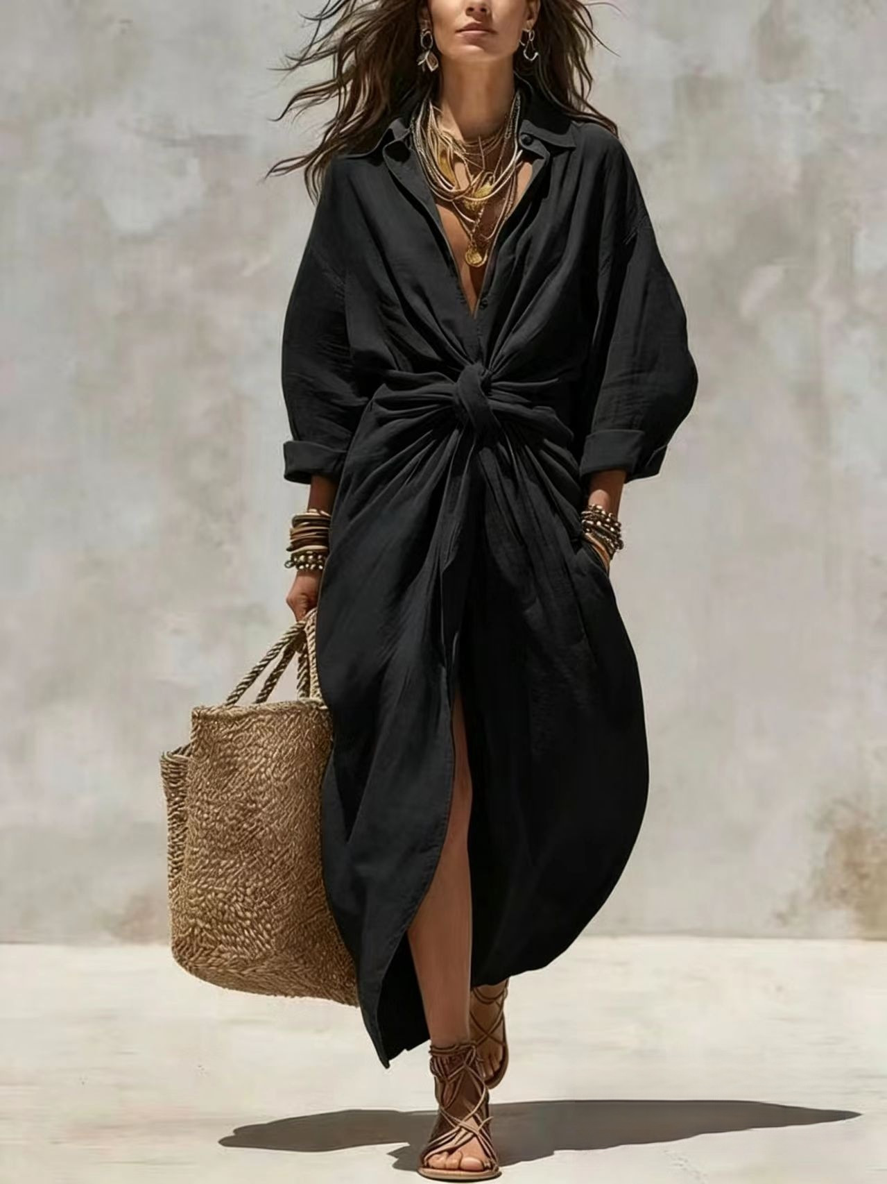 Boho White Linen Cotton Shirt  - Casual Loose Linen Shirt Dress ulasan dan harga