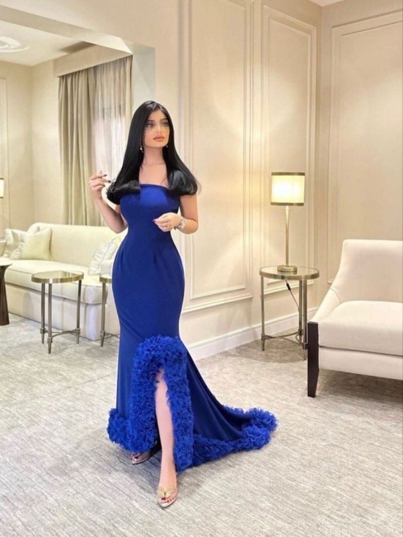 Customized Luxurious Elegant E - Elegant Satin Evening Gown Split ulasan dan harga