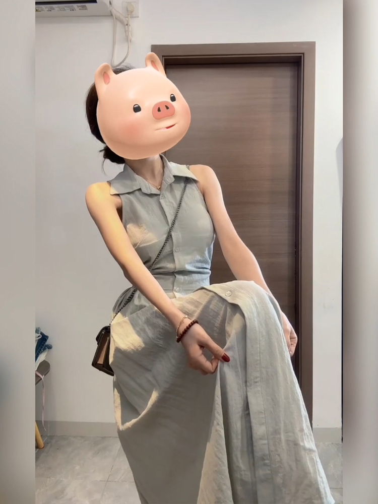 XZY Chic Casual  Neck Sleevele - Korean Style A Line Shirt Dress ulasan dan harga