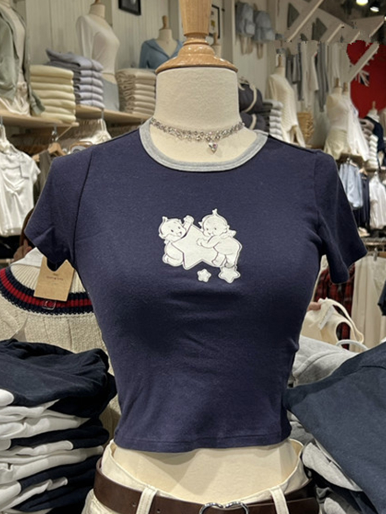 Angel Baby Graphic Slim T-shir - Y2K Graphic Baby Tee Crop ulasan dan harga