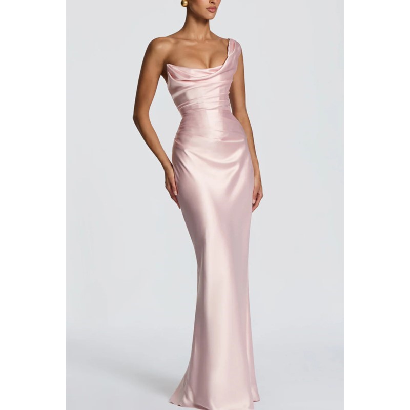 Sexy Slim Satin Dress Elegant  - Elegant Satin Evening Gown Split ulasan dan harga
