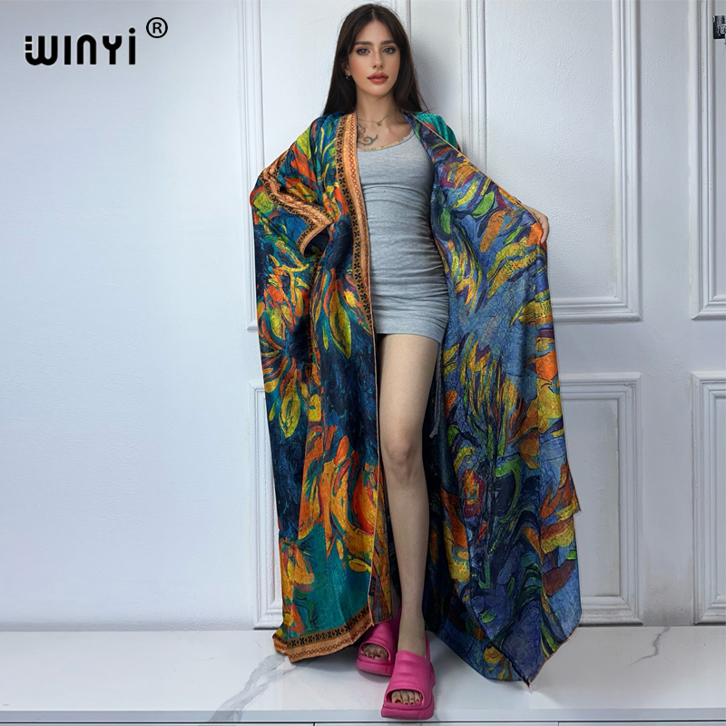WINYI high quality boho print  - Boho Summer Beach Maxi Dress ulasan dan harga