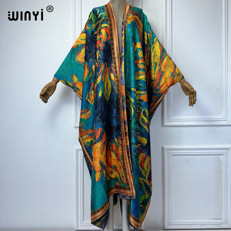 WINYI high quality boho print  - Boho Summer Beach Maxi Dress ulasan dan harga